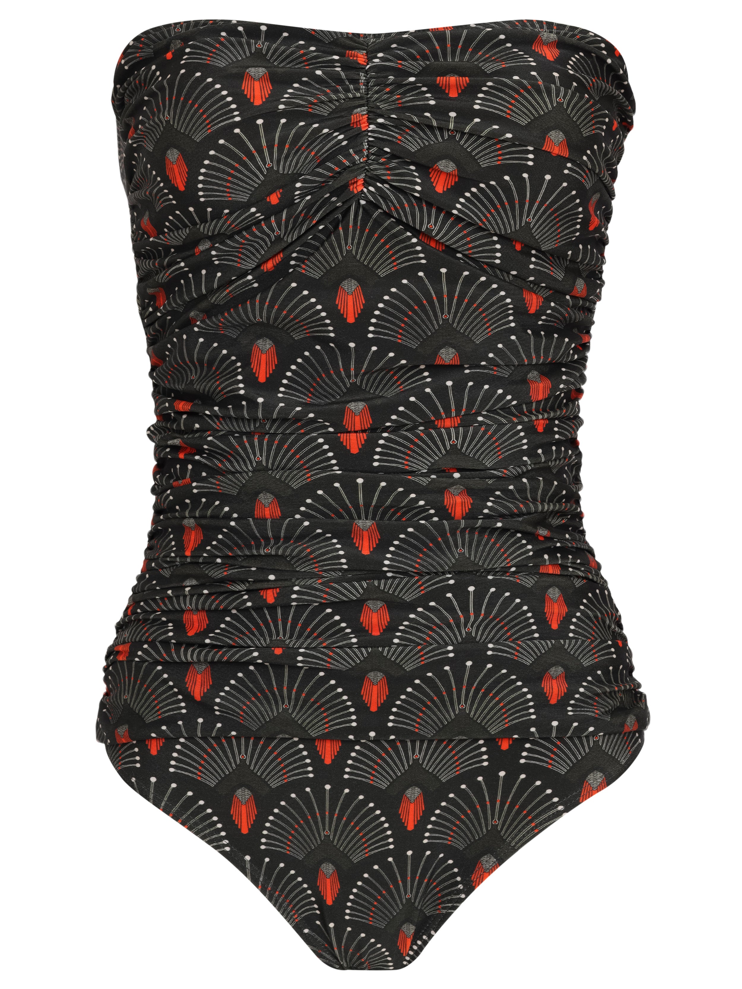 Melissa -Print Ruched Strapless Swimsuit