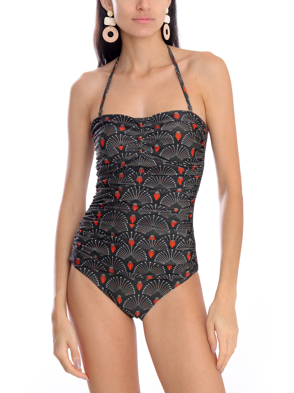 Melissa -Print Ruched Strapless Swimsuit