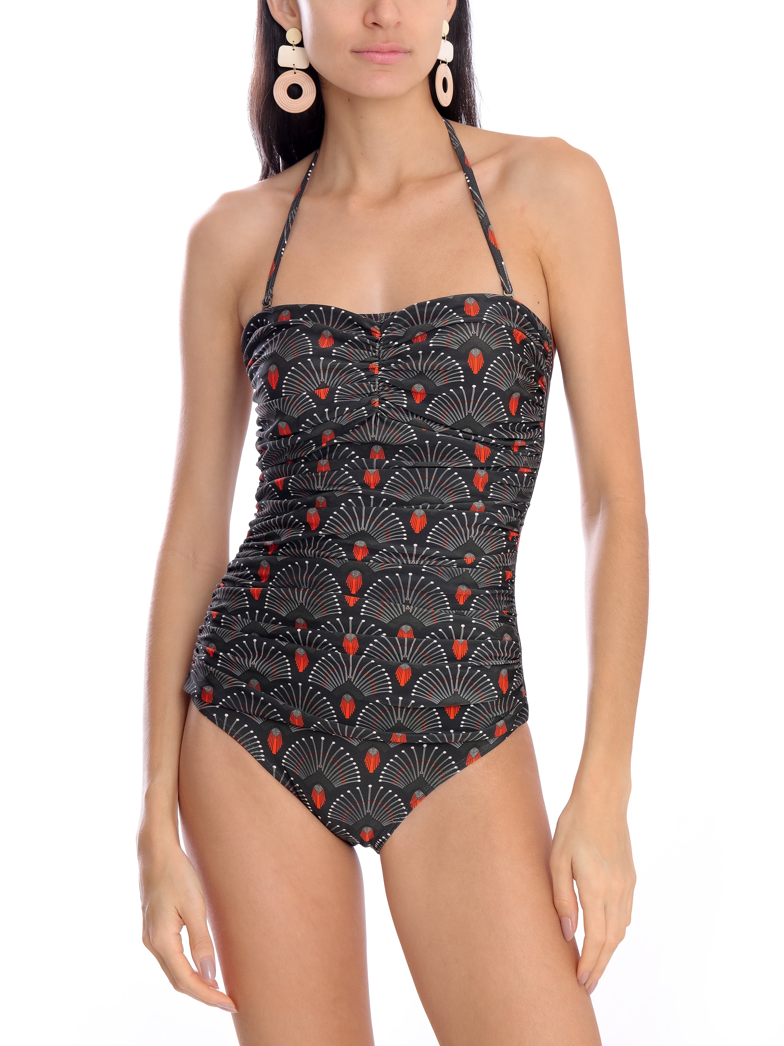 Melissa -Print Ruched Strapless Swimsuit