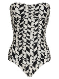 Melissa Geometric-Print Ruched Strapless Swimsuit