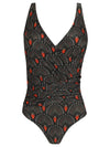 Maisa Geometric-Print Open-Back Swimsuit Cocar