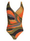 Maisa Abstract-Print Draped Open-Back Swimsuit Guaraci