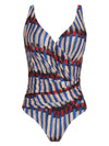Maisa Graphic-Print Striped Draped Open-Back Swimsuit Xingu