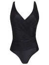 Maisa Black Plain Draped Open-Back Swimsuit