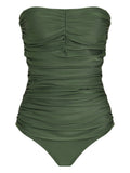 Melissa Green Plain Ruched Strapless Swimsuit