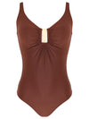 Mirassol Brown Plain Twisted Detail Swimsuit