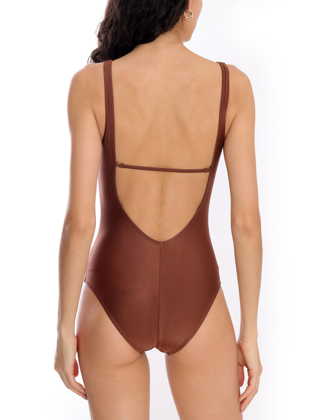 Mirassol Brown Plain Twisted Detail Swimsuit