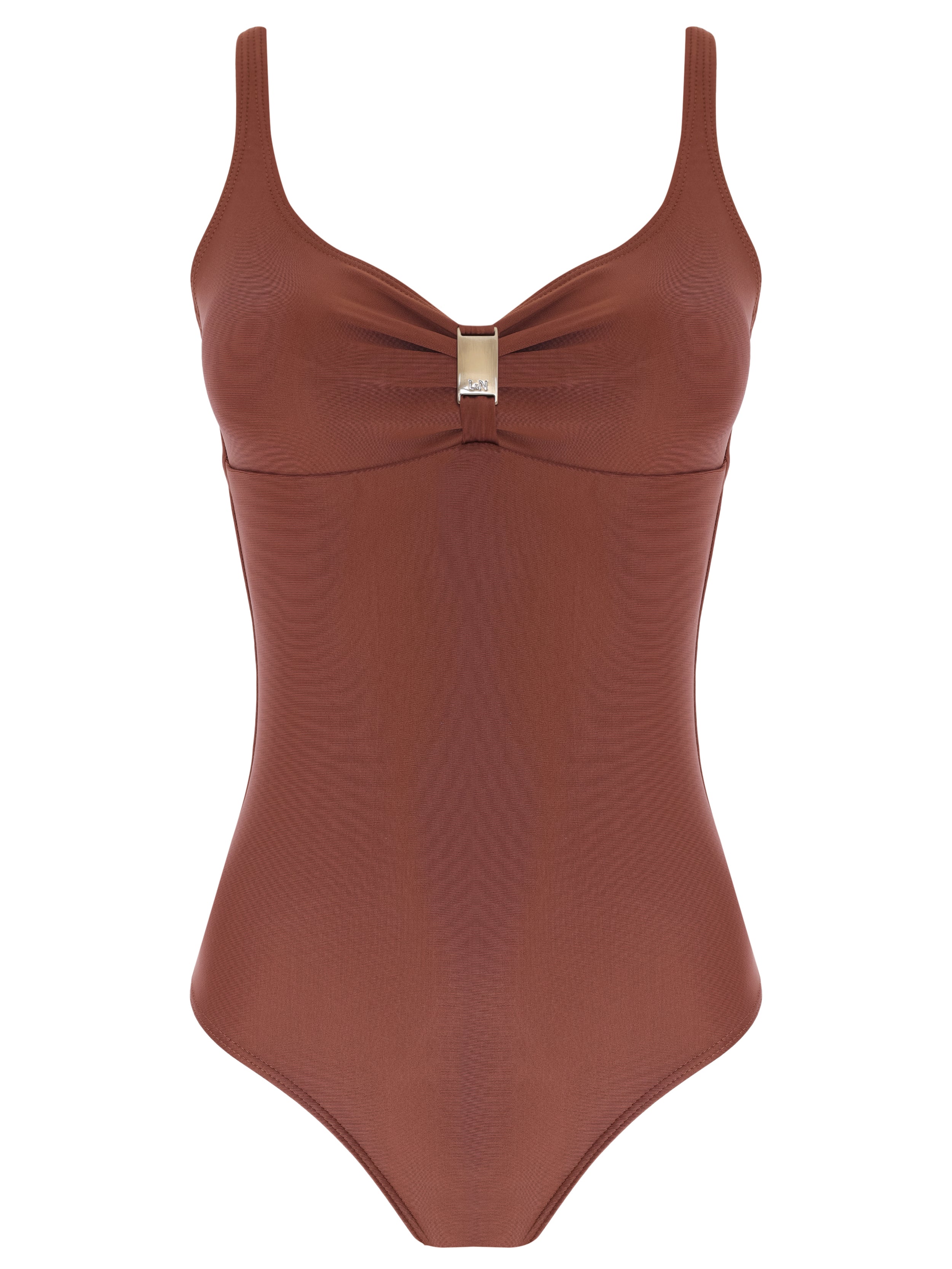 Roberta Brown Plain Open-Back Swimsuit