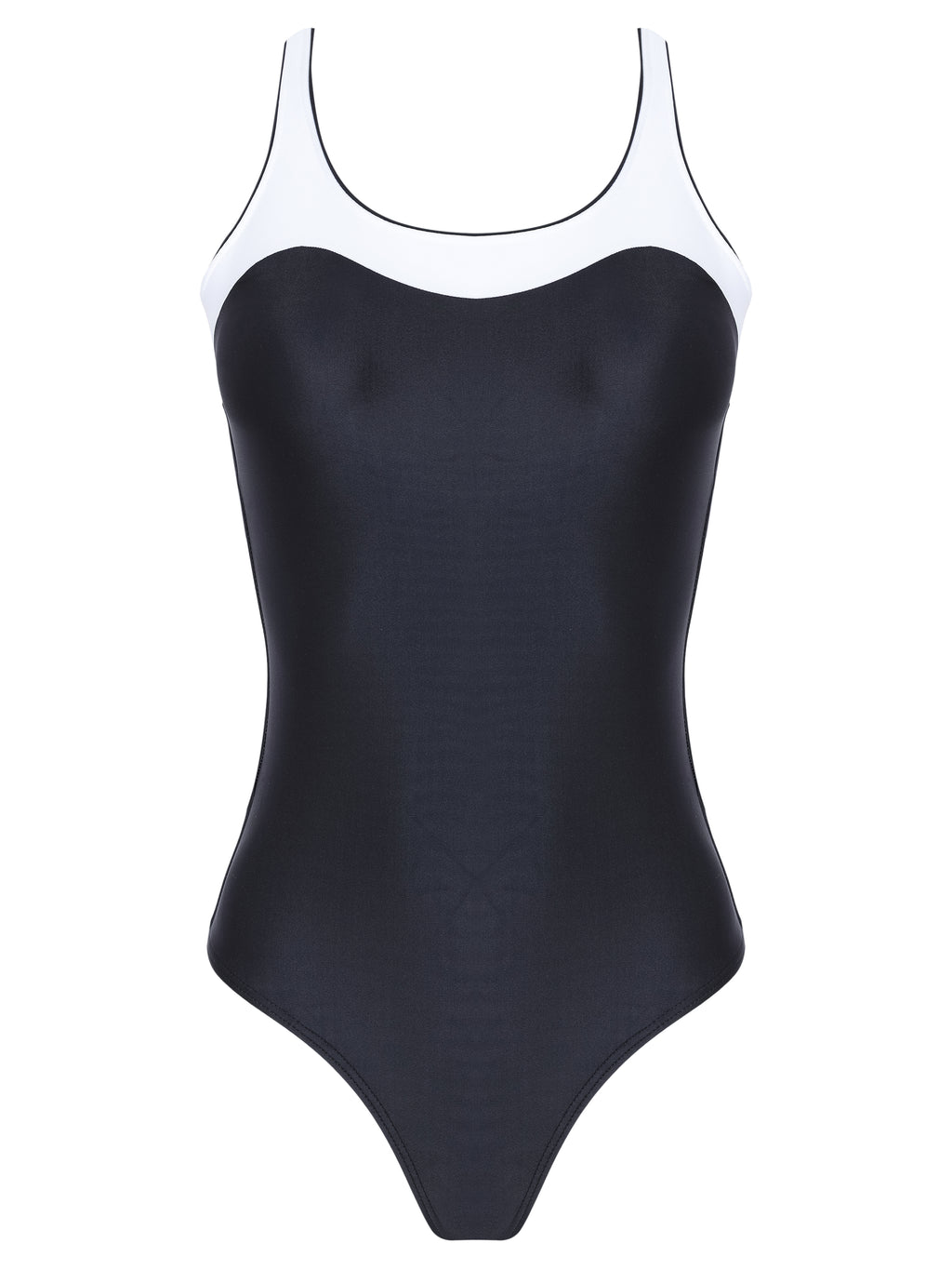 Oceanic Black and White Two-Tone Square-Neck Swimsuit