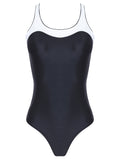 Oceanic Black and White Two-Tone Square-Neck Swimsuit