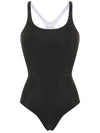 Remo Black and White  Cut-Out Back Contrast Trim Sporty Chic Swimsuit