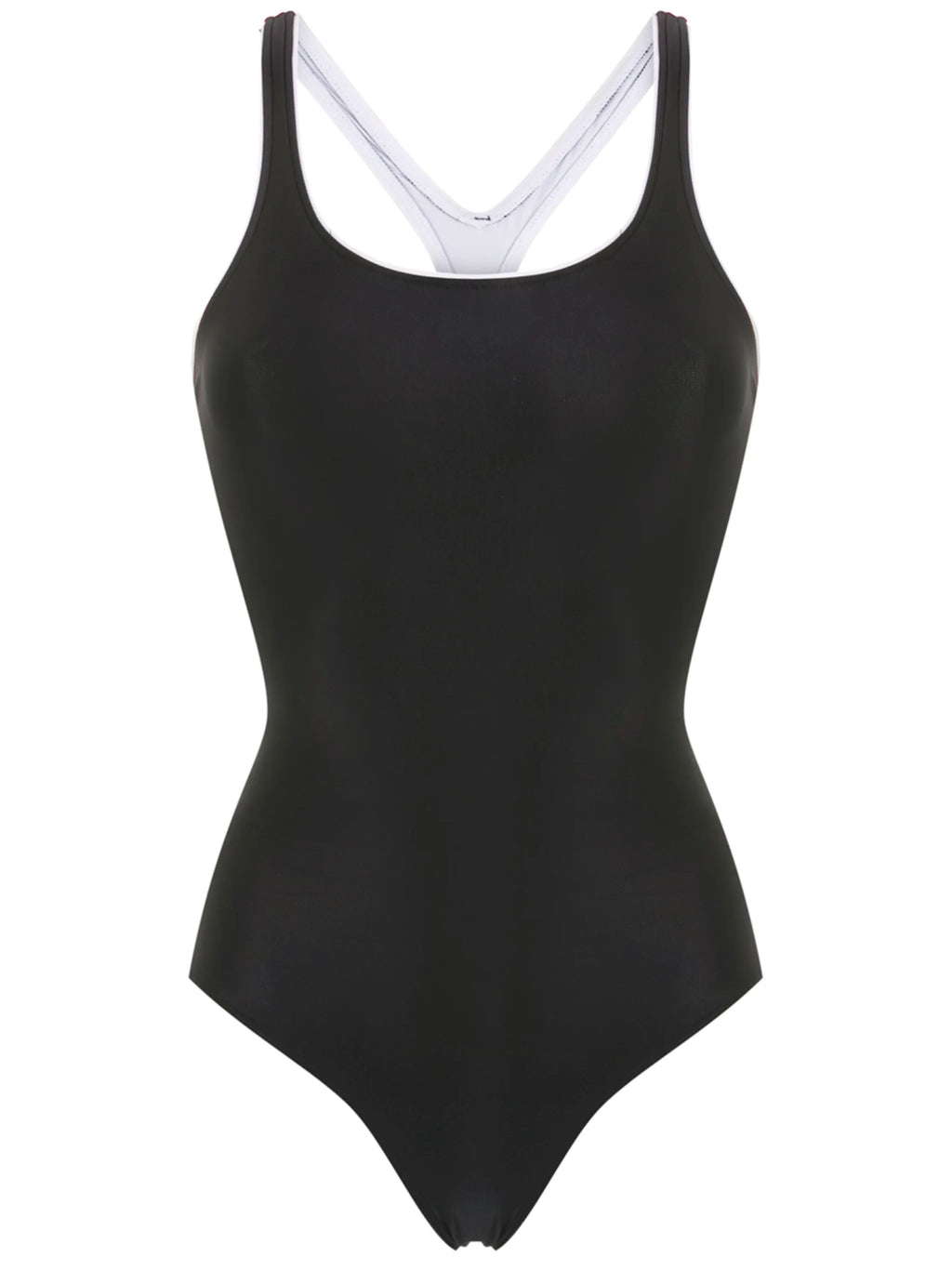Remo Black Cut-Out Back Contrast Trim Sporty Chic Swimsuit
