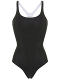 Remo Black Cut-Out Back Contrast Trim Sporty Chic Swimsuit