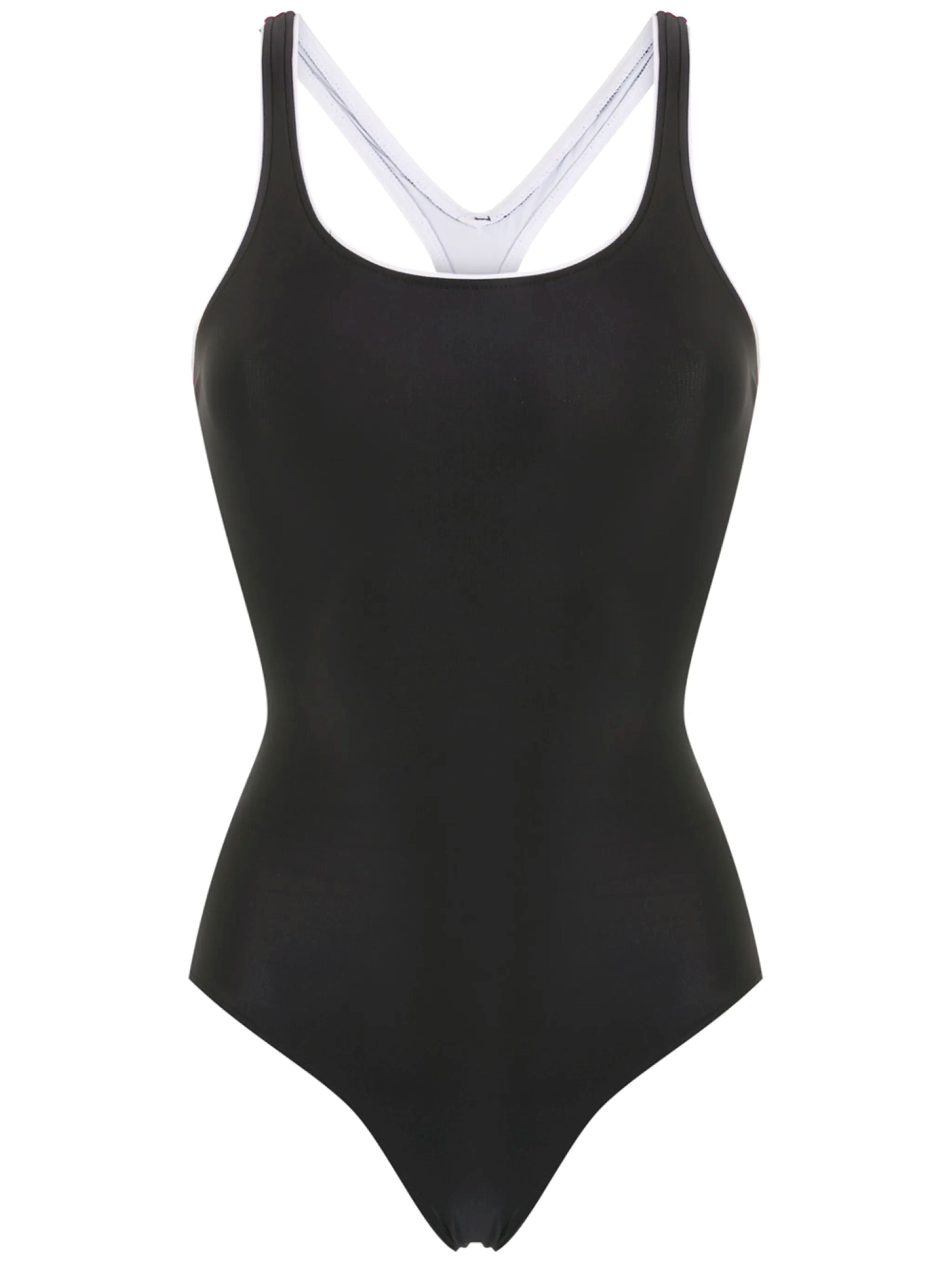 Remo Black Cut-Out Back Contrast Trim Sporty Chic Swimsuit