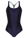 Remo Navy Blue Cut-Out Back Contrast Trim Sporty Chic Swimsuit