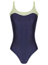 Oceanic Blue and Green Two-Tone Square-Neck Swimsuit