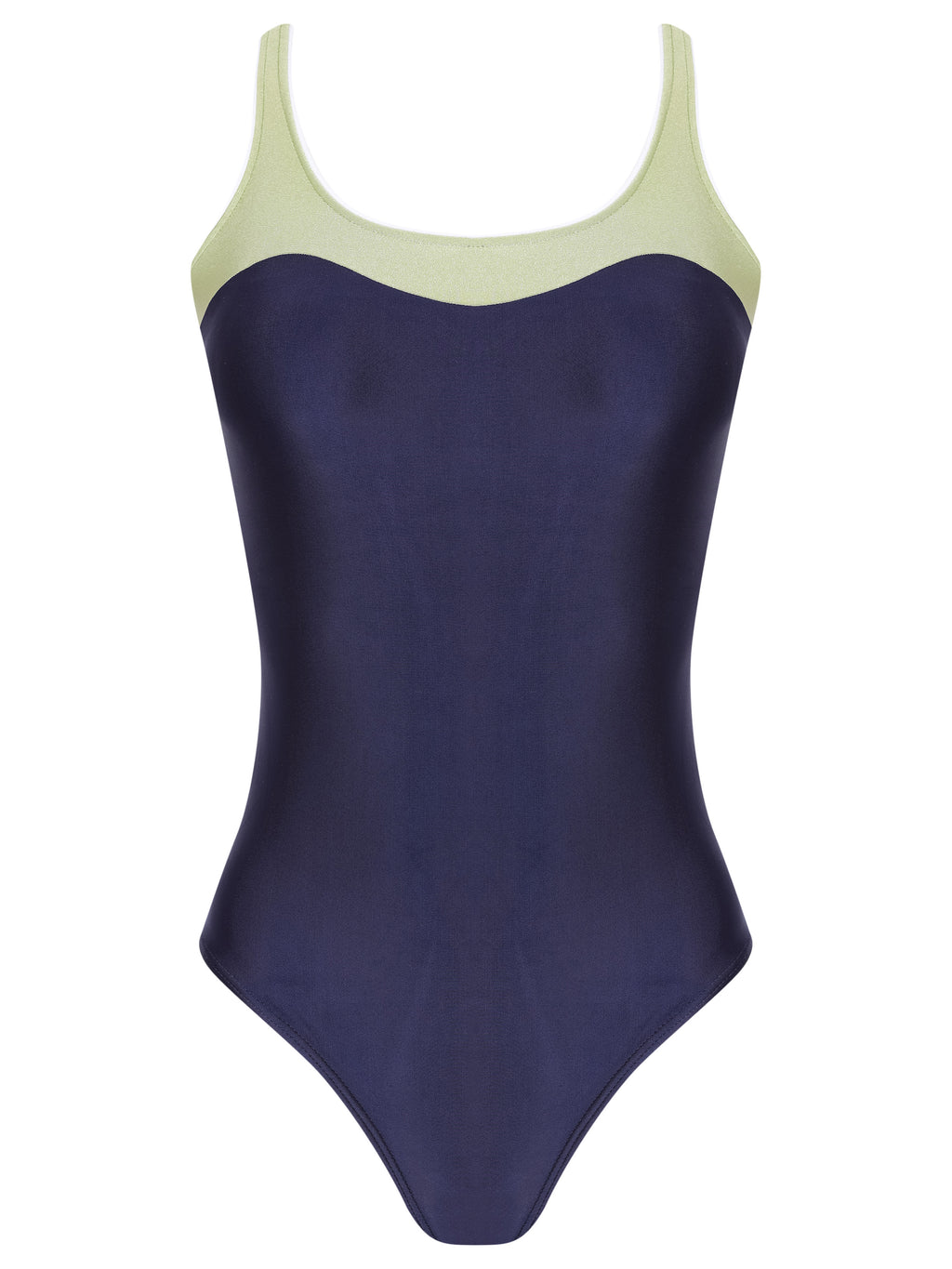 Oceanic Blue and Green Two-Tone Square-Neck Swimsuit