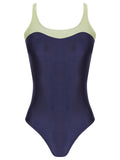 Oceanic Blue and Green Two-Tone Square-Neck Swimsuit
