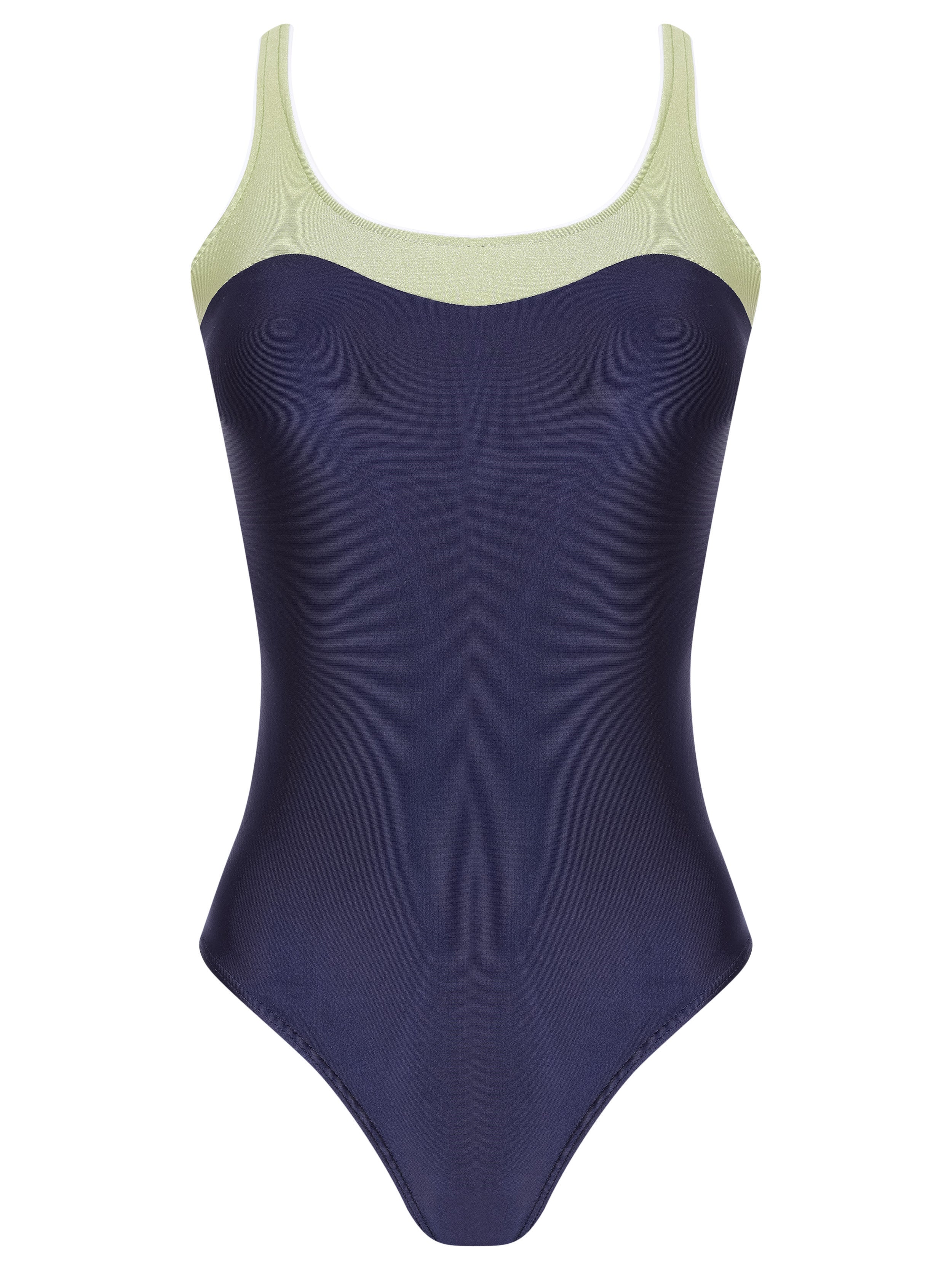 Oceanic Blue and Green Two-Tone Square-Neck Swimsuit