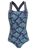 Maracatu Stingrays-Print Cross-Straps Swimsuit Raja