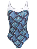 Oceanic Stingrays-Print Square-Neck Swimsuit Raja