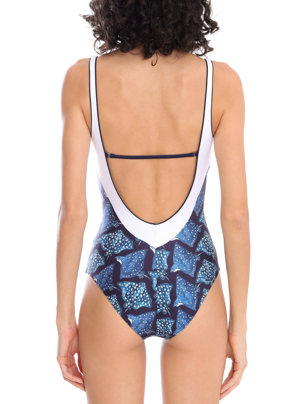 Oceanic Stingrays-Print Square-Neck Swimsuit Raja