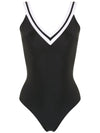 Bahia Black and White Plain Low-Back Swimsuit