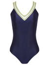 Bahia Blue and Olive Low-Back Swimsuit