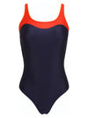 Oceanic Blue and Orange Two-Tone Square-Neck Swimsuit