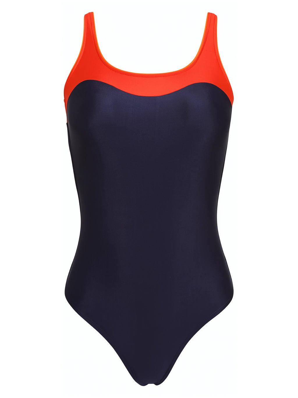 Oceanic Blue and Orange Two-Tone Square-Neck Swimsuit