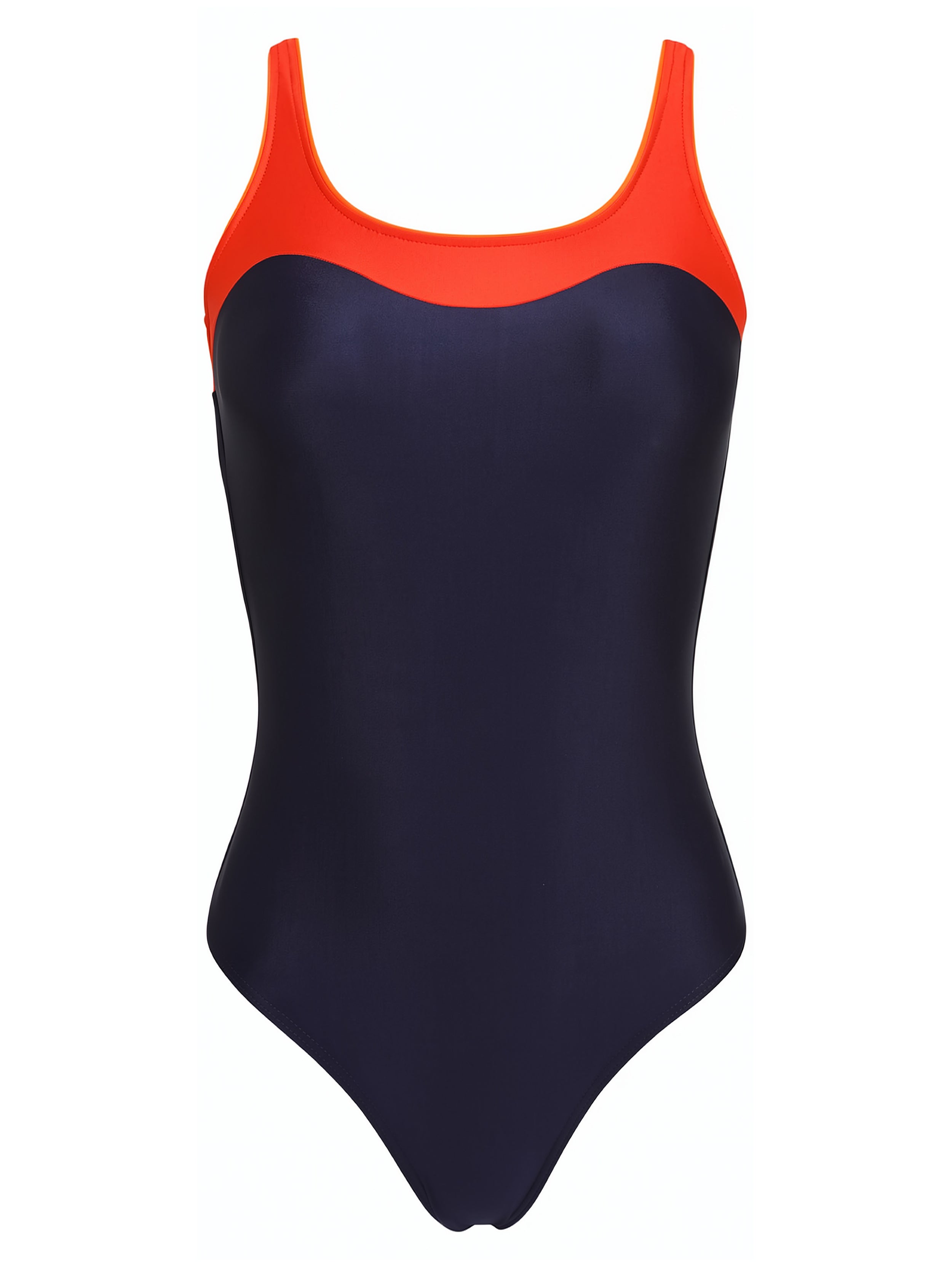 Oceanic Blue and Orange Two-Tone Square-Neck Swimsuit