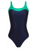 Oceanic Blue and Green Two-Tone Square-Neck Swimsuit
