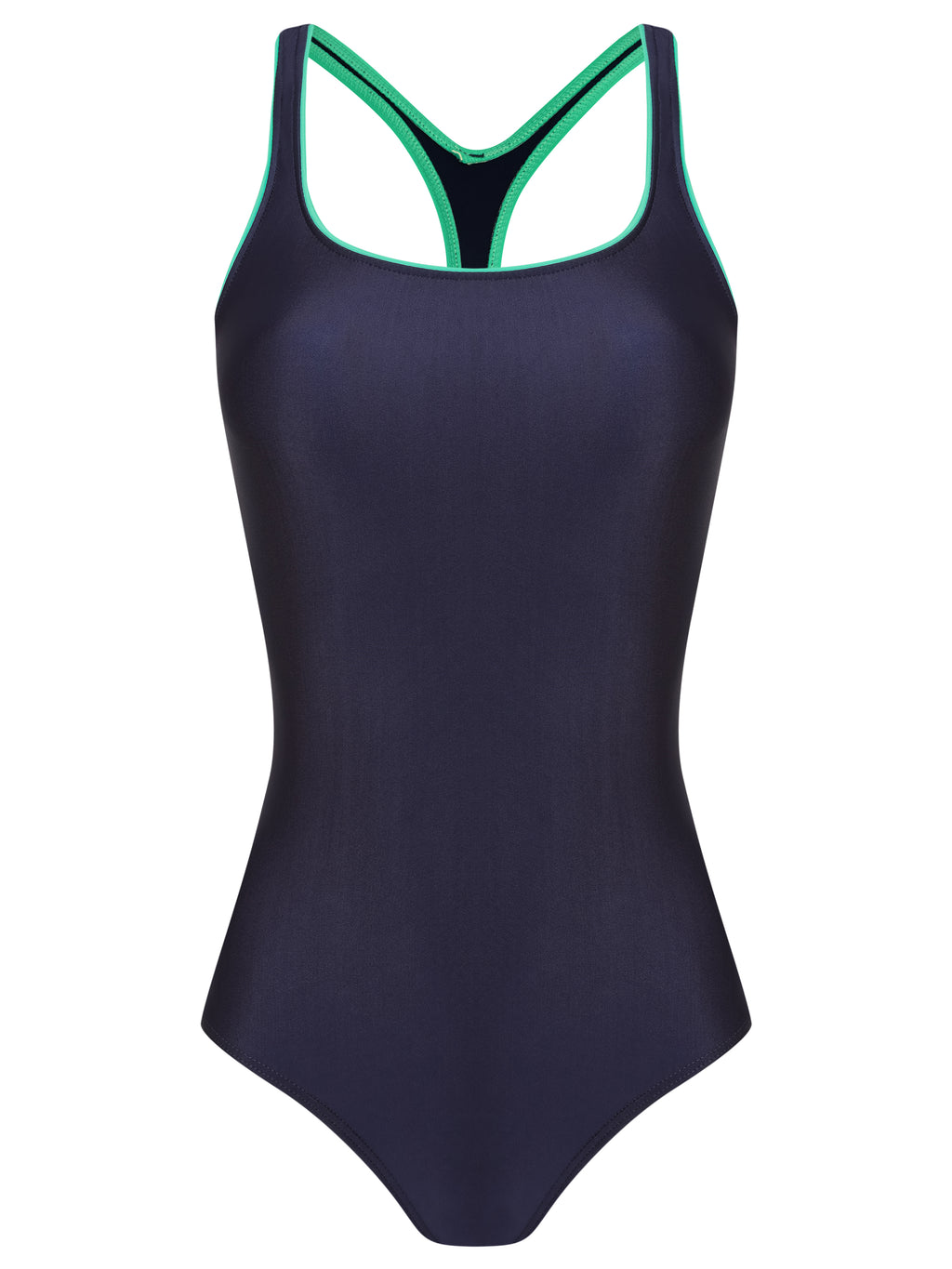 Remo Blue Cut-Out Back Contrast Trim Sporty Chic Swimsuit