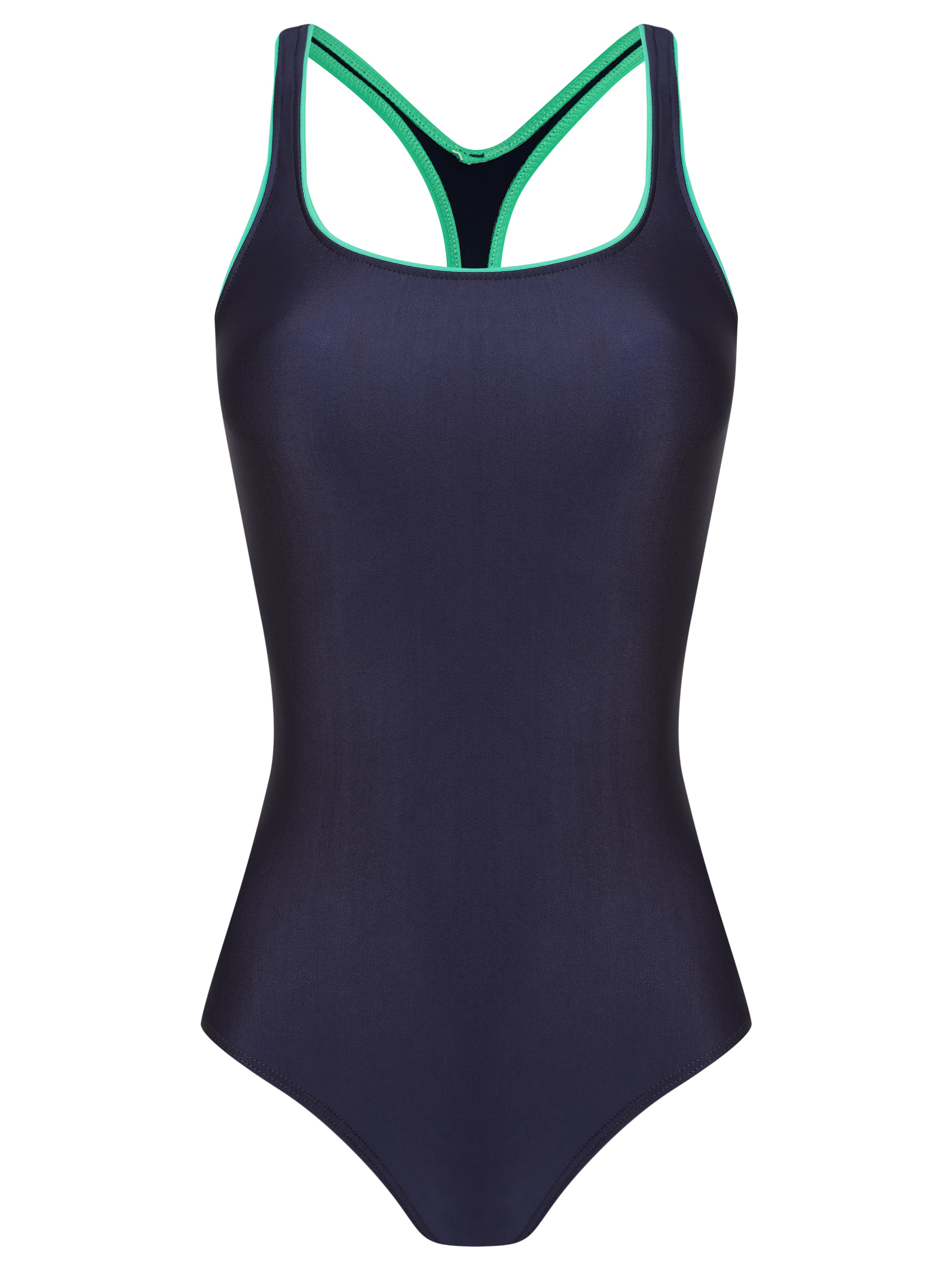 Remo Blue Cut-Out Back Contrast Trim Sporty Chic Swimsuit