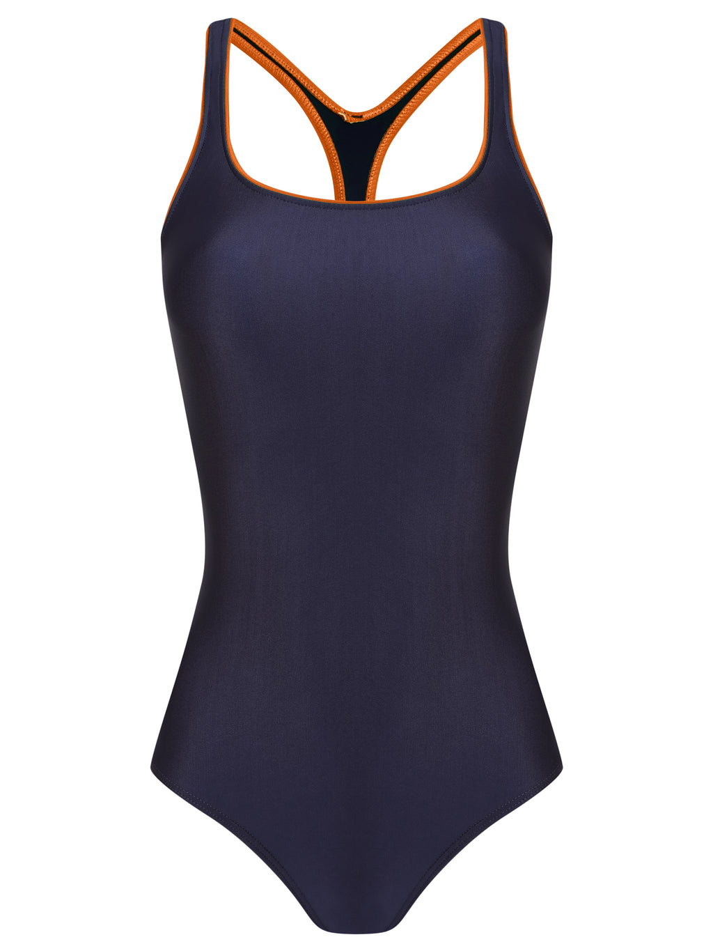 Remo Blue Cut-Out Back Contrast Trim Sporty Chic Swimsuit