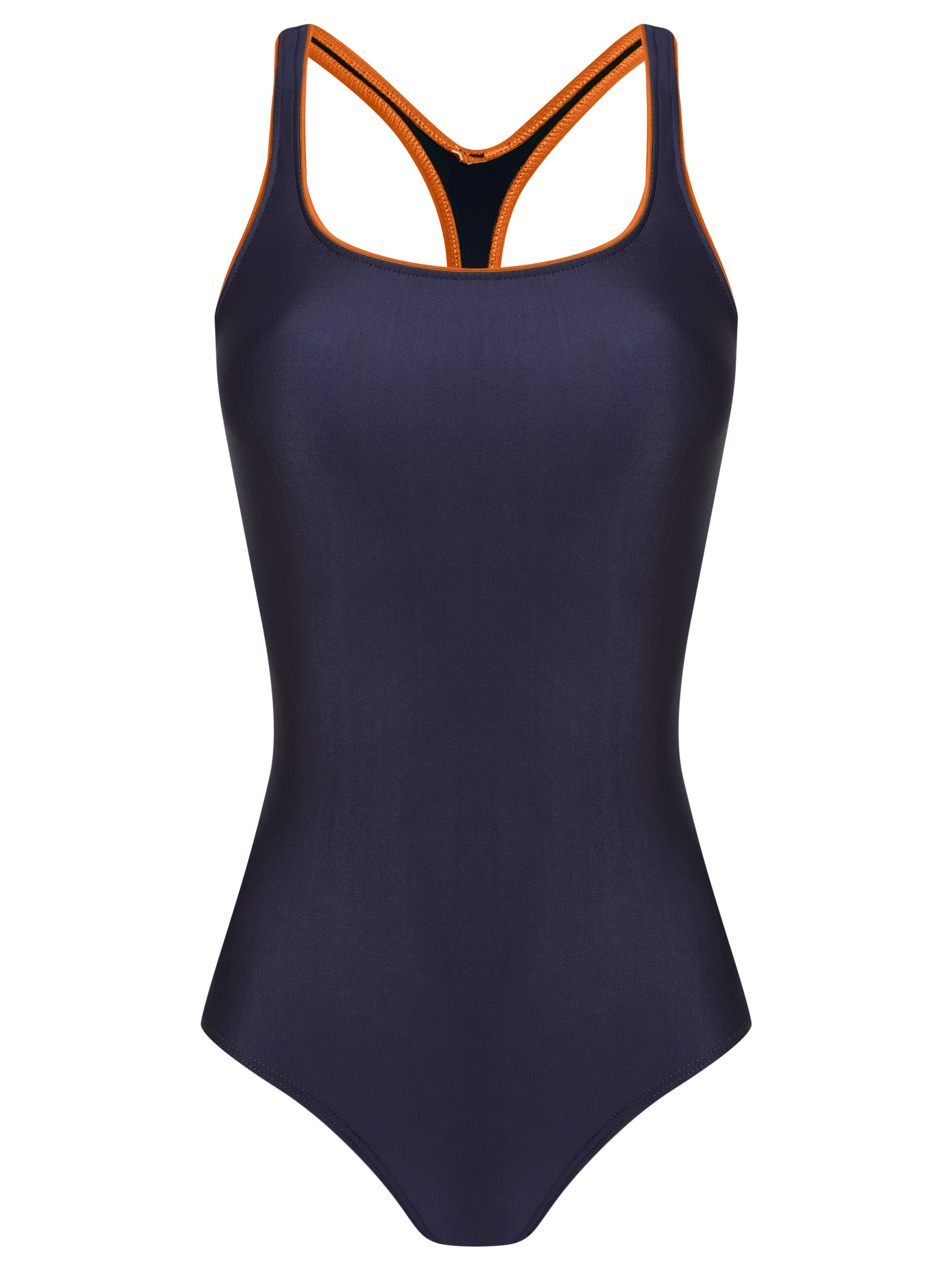 Remo Blue Cut-Out Back Contrast Trim Sporty Chic Swimsuit