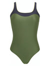 Oceanic Green and Blue Two-Tone Square-Neck Swimsuit
