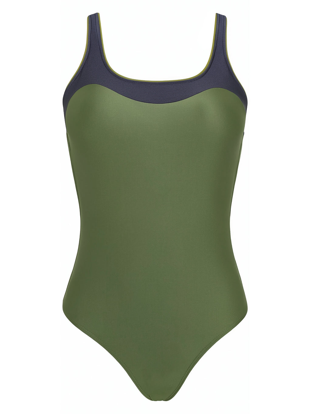 Oceanic Green and Blue Two-Tone Square-Neck Swimsuit