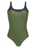 Oceanic Green and Blue Two-Tone Square-Neck Swimsuit