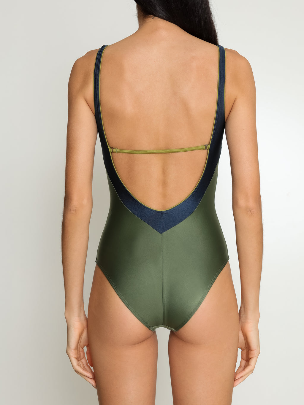 Oceanic Green and Blue Two-Tone Square-Neck Swimsuit