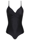Bianca Black Plain Wrap-Style Swimsuit