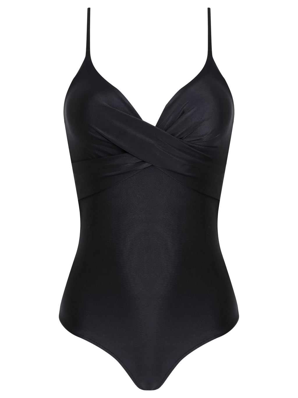 Bianca Black Plain Wrap-Style Swimsuit