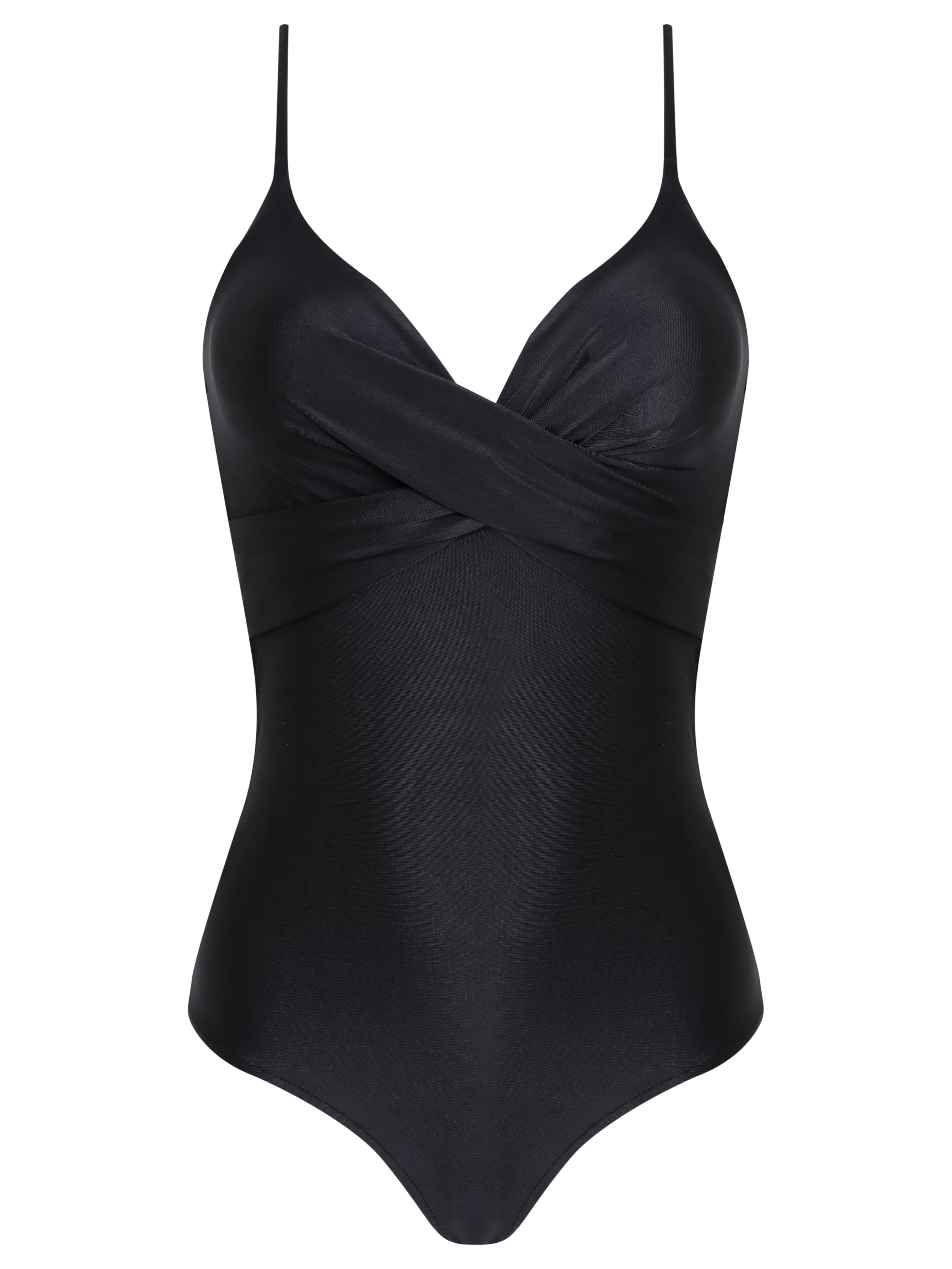 Bianca Black Plain Wrap-Style Swimsuit