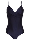 Bianca Blue Plain Wrap-Style Swimsuit
