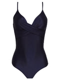 Bianca Blue Plain Wrap-Style Swimsuit