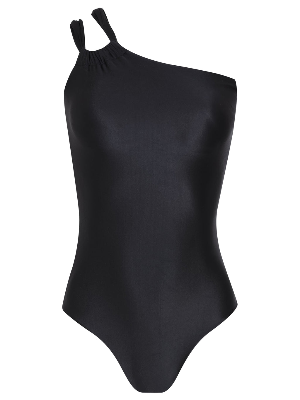 Miusha Black Plain One-Shoulder Swimsuit