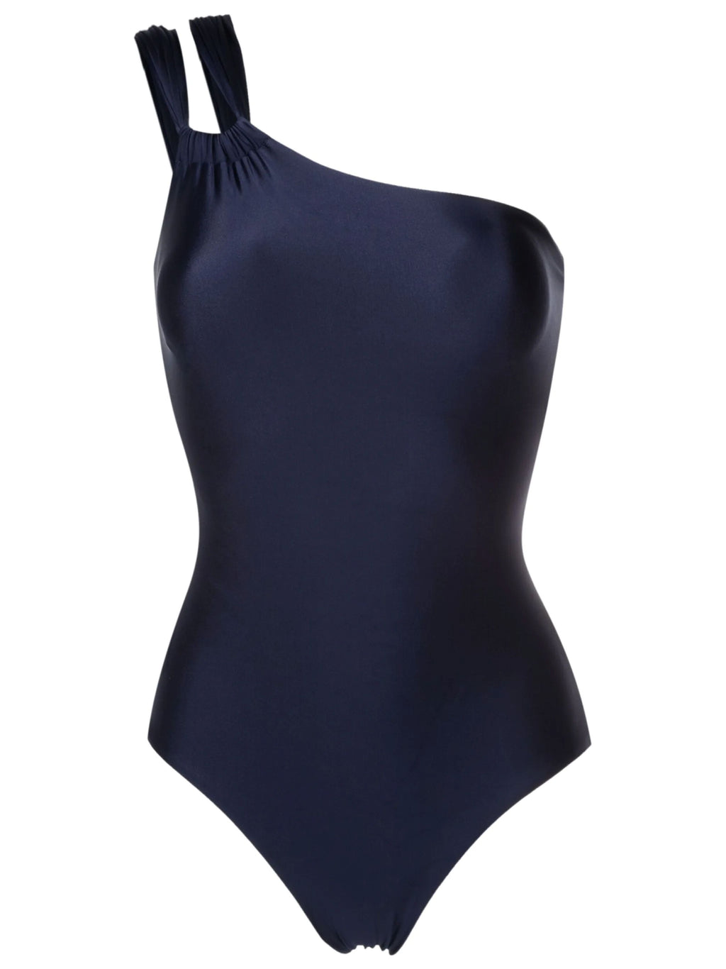 Miusha Blue Plain One-Shoulder Swimsuit