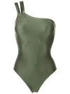 Miusha Green Plain One-Shoulder Swimsuit