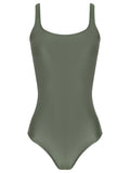 Hapuna  Green Plain Square-Neck Striped Swimsuit