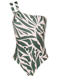 Miusha Abstracte-Print One-Shoulder Swimsuit